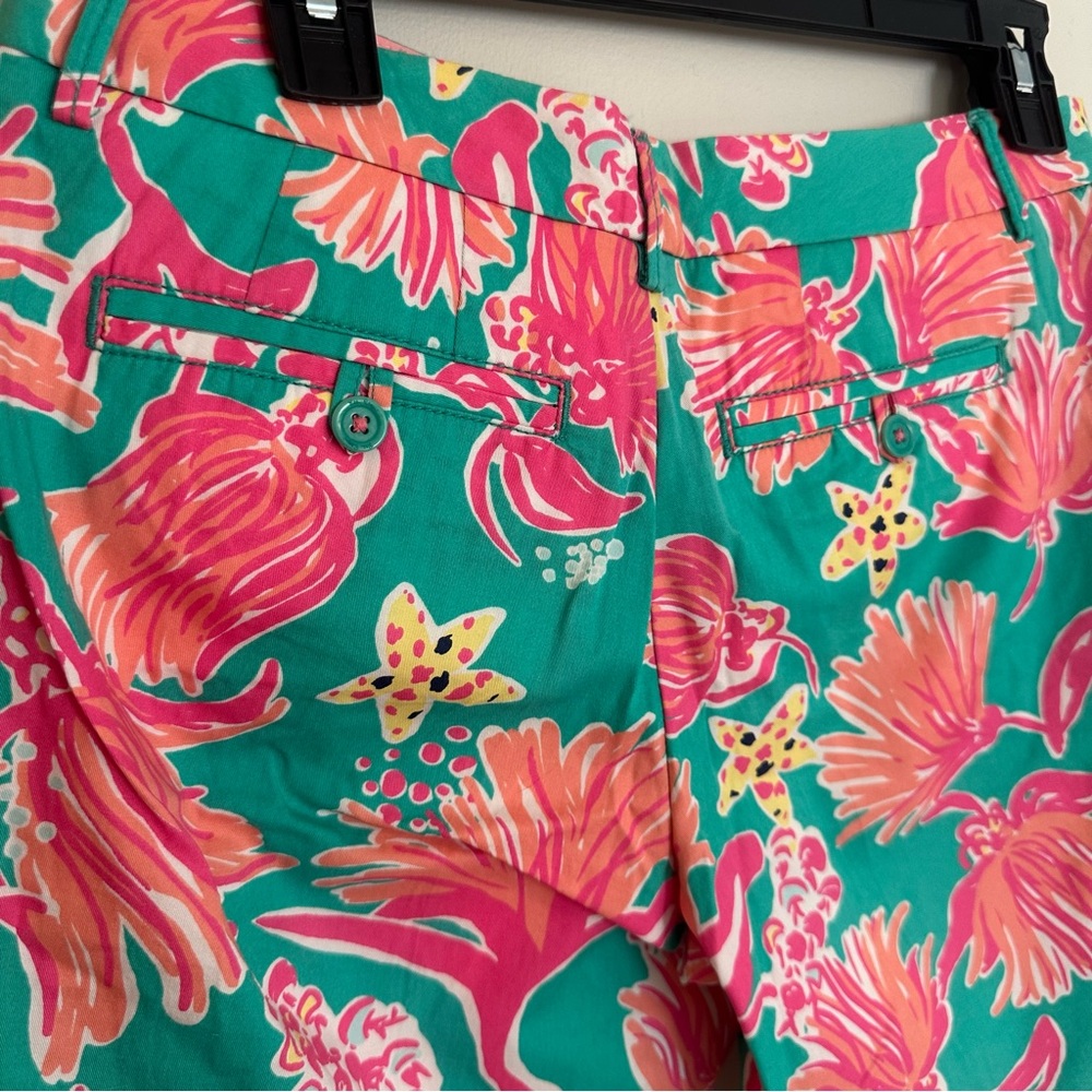 Lilly Pulitzer Womens Size 2 Lagoon Green Avenue Bermuda Shorts Seaside Pattern - Picture 11 of 16